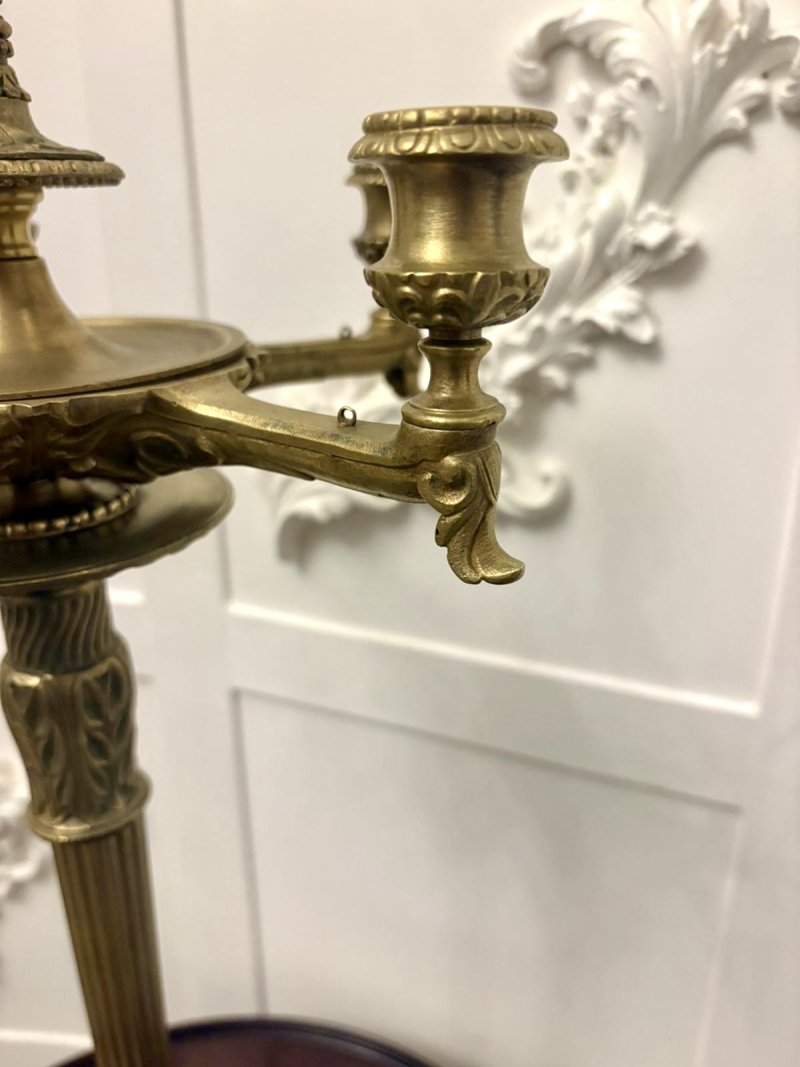 Antique Victorian Gilt Brass Six-Light Candelabrum Stand